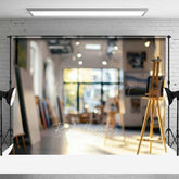 Lofaris Blurry Art Studio Photography Backdrop with Bokeh Lights Artist Loft Easels Professional Portrait Background